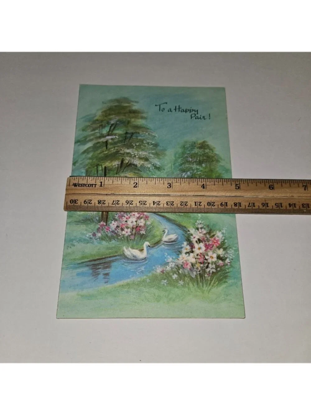 VTG Anniversary Greeting Card Swans Bridge Olympicard To A Happy Pair NEVER USED